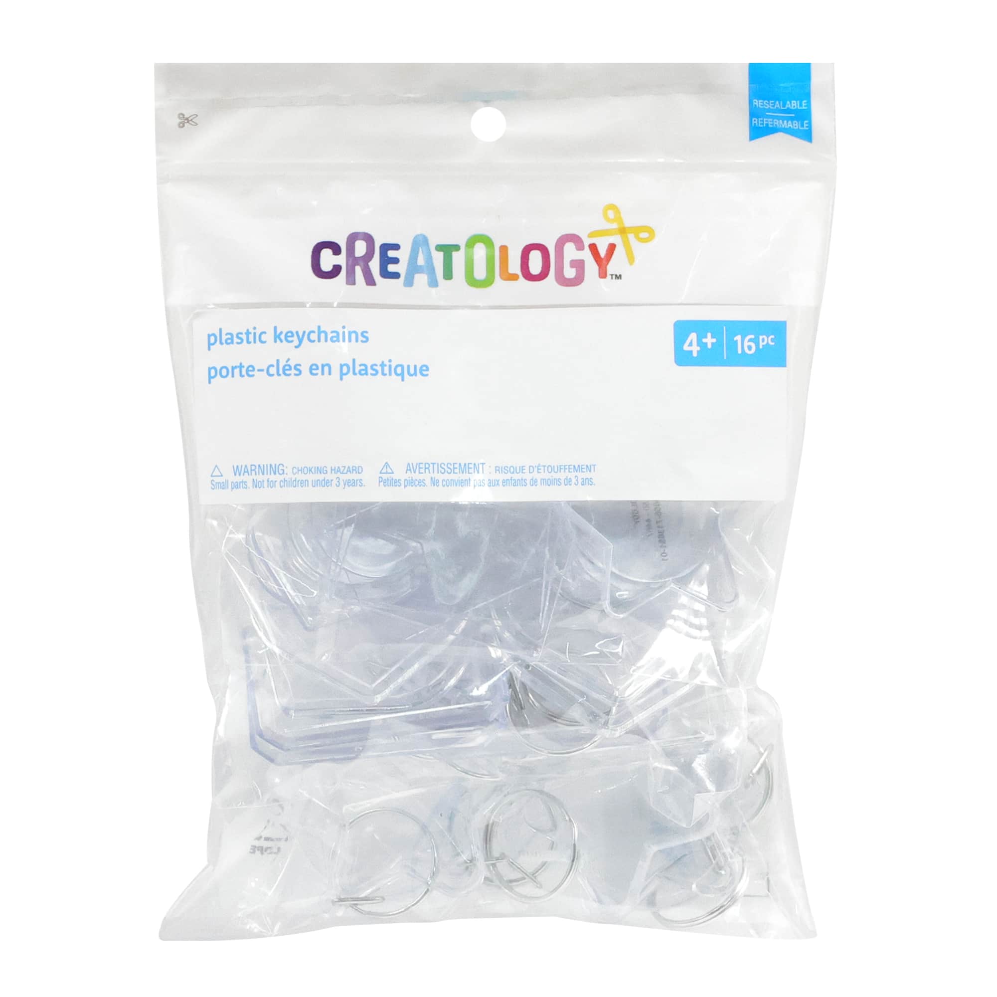Mixed Shapes Clear Plastic Keychains, 16ct. by Creatology™